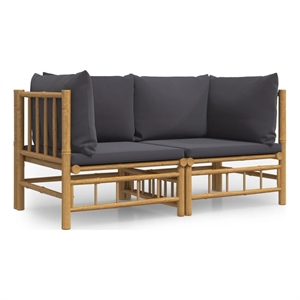 Afuera Living Contemporary Durable Bamboo Wood Medium Sofa in Gray
