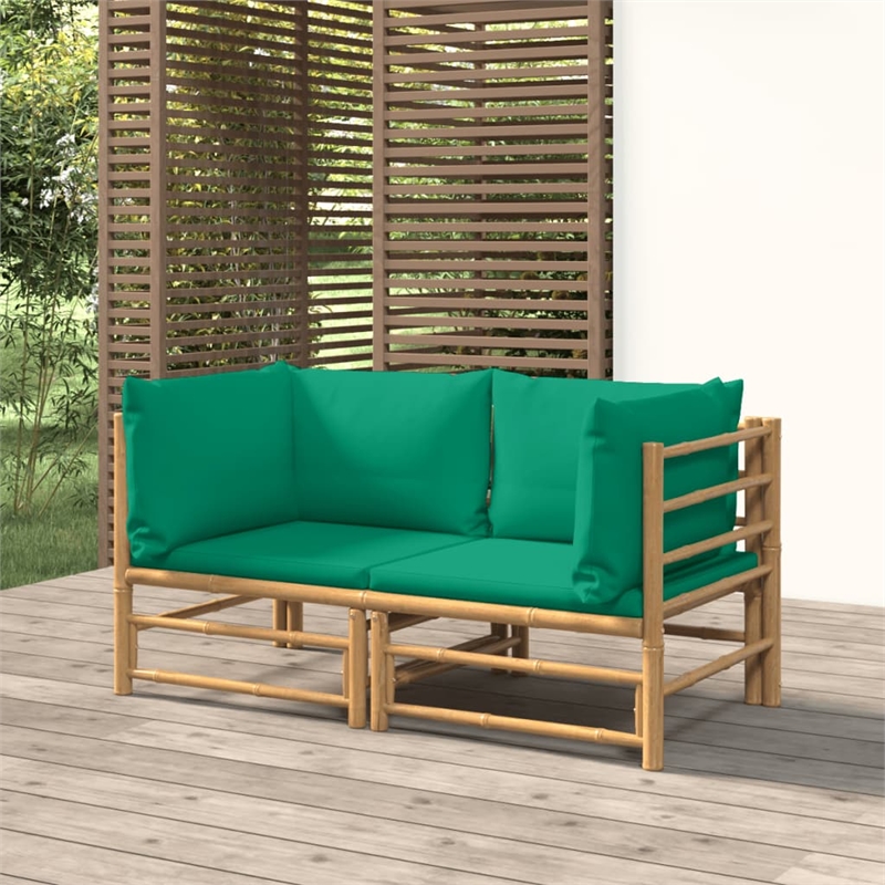 Afuera Living Contemporary Durable Bamboo Wood Sofa in Green