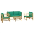 Afuera Living 5 Piece Bamboo Medium Garden Lounge Set in Green/Natural