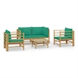 Afuera Living 5 Piece Bamboo Medium Garden Lounge Set in Green/Natural