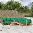 Afuera Living 11 Piece Bamboo Garden Lounge Set in Green/Natural