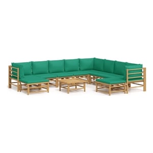 Afuera Living 11 Piece Bamboo Garden Lounge Set in Green/Natural