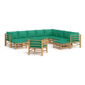 Afuera Living 12 Piece Bamboo Garden Lounge Set in Green/Natural