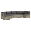 Afuera Living Contemporary 7 Piece Poly Rattan Garden Lounge Set in Gray