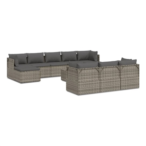 Afuera Living 11 Piece Poly Rattan Garden Lounge Set in Gray