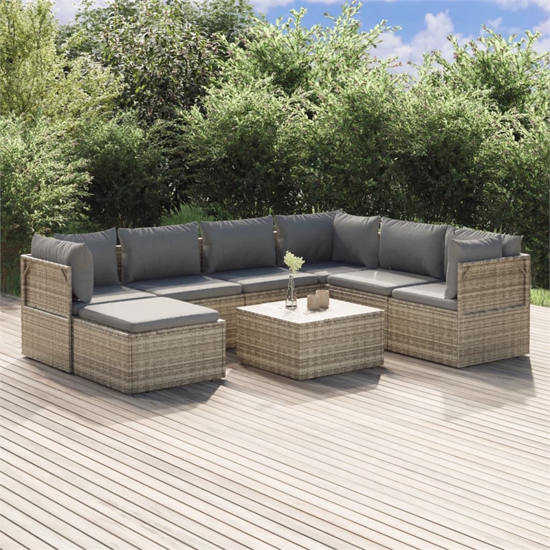 Afuera Living Contemporary Synthetic Poly Rattan  Garden Lounge Set in Gray