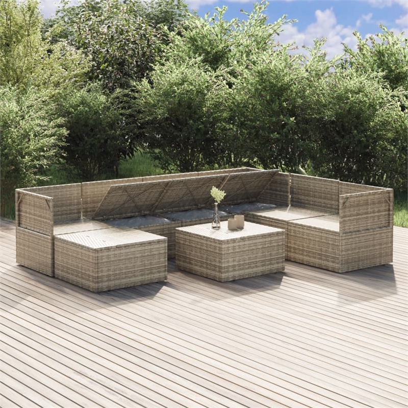 Afuera Living Contemporary Synthetic Poly Rattan  Garden Lounge Set in Gray