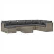 Afuera Living Contemporary 9 Piece Poly Rattan Garden Lounge Set in Gray