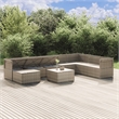 Afuera Living Contemporary 9 Piece Poly Rattan Garden Lounge Set in Gray