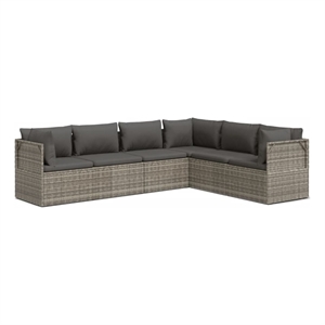 Afuera Living Contemporary 6 Piece Steel Garden Lounge Set in Gray