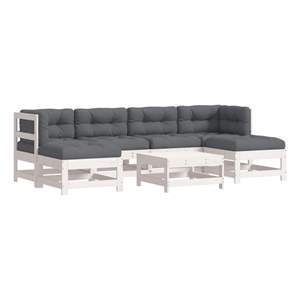Afuera Living 7 Piece Wood Garden Lounge Set in White/Anthracite