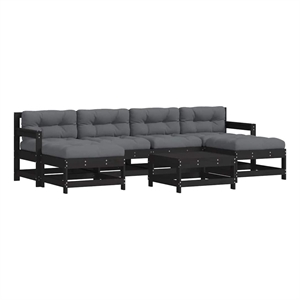 Afuera Living Contemporary 7 Piece Wood Garden Lounge Set in Black