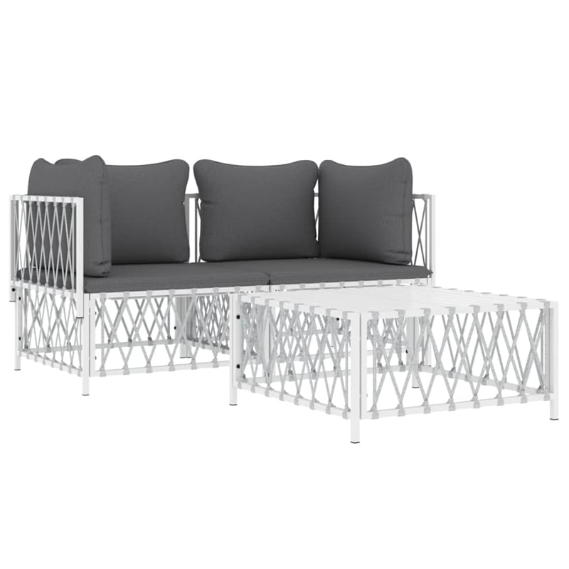 Afuera Living Contemporary Steel Garden Lounge Set in White/Gray