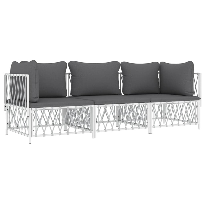 Afuera Living Contemporary 3 Piece Steel Garden Lounge Set in White/Gray