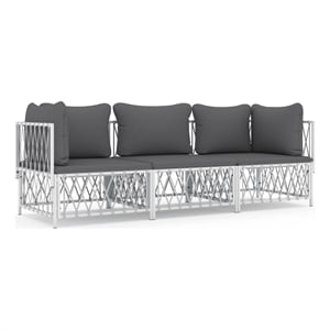 Afuera Living Contemporary 3 Piece Steel Garden Lounge Set in White/Gray
