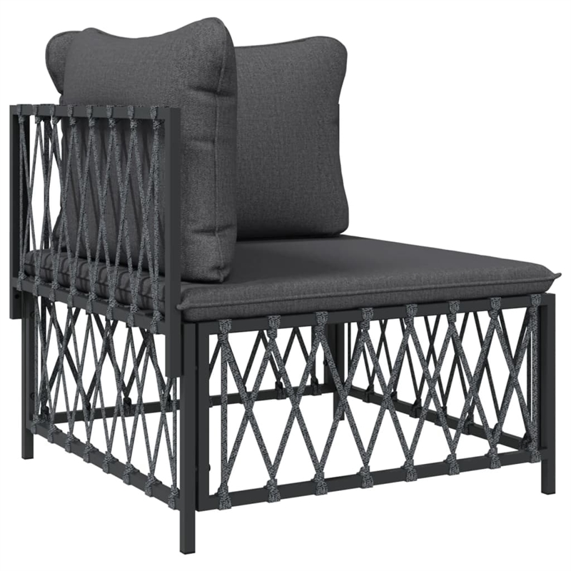 Afuera Living Contemporary 3 Piece Steel Garden Lounge Set in Anthracite