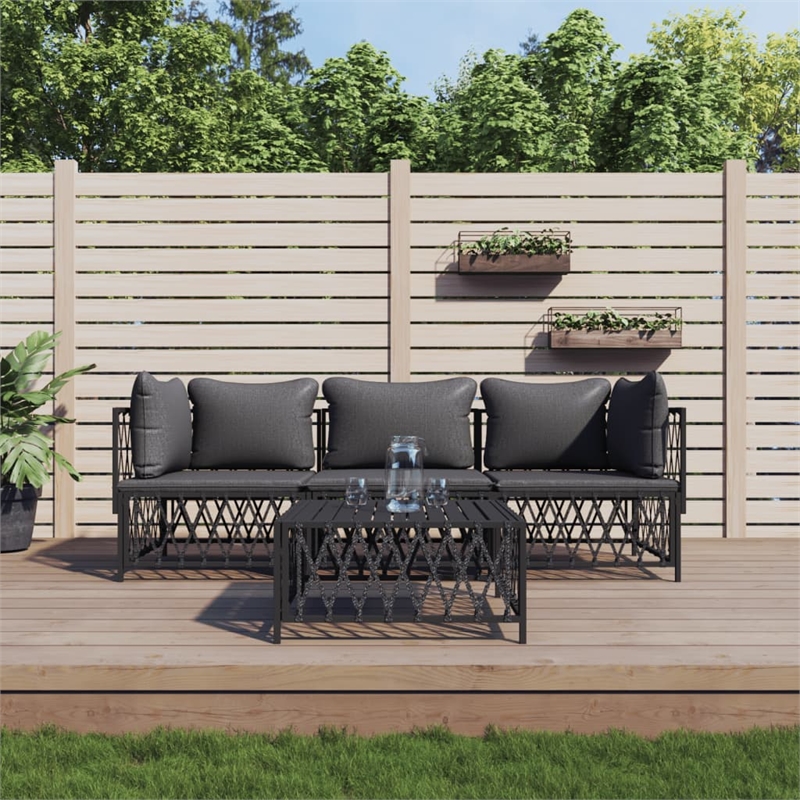 Afuera Living Contemporary Steel Small Garden Lounge Set in Anthracite