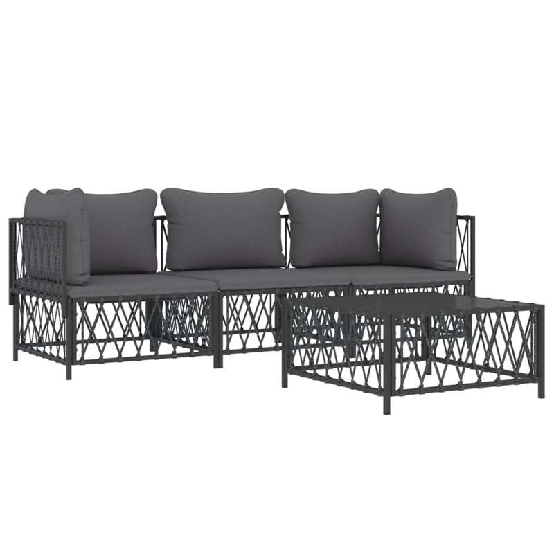 Afuera Living Contemporary Steel Small Garden Lounge Set in Anthracite