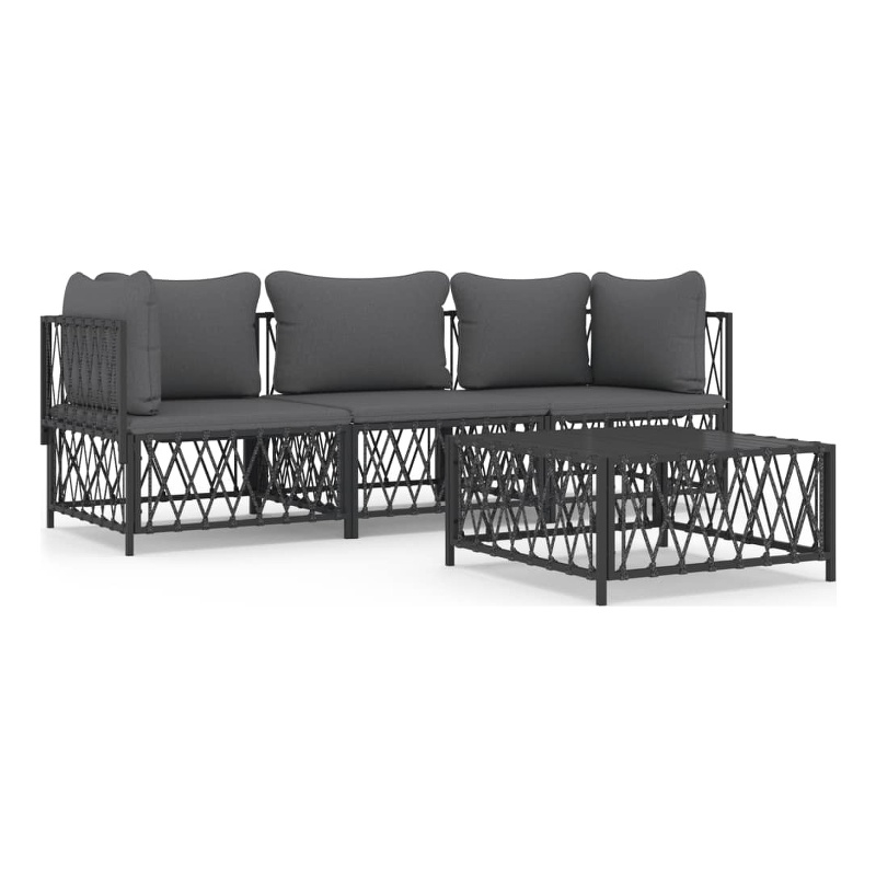 Afuera Living Contemporary Steel Small Garden Lounge Set in Anthracite
