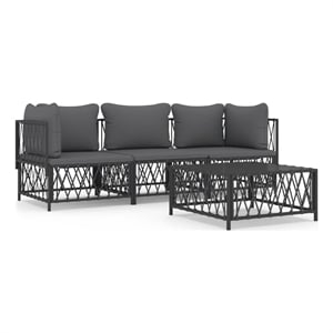 Afuera Living Contemporary Steel Small Garden Lounge Set in Anthracite