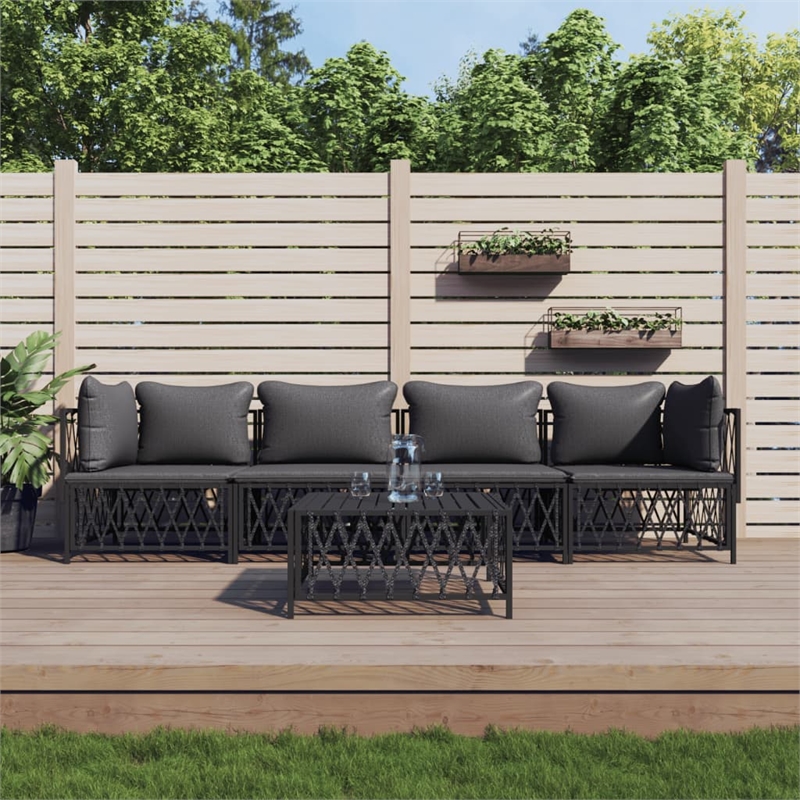 Afuera Living Contemporary 5 Piece Steel Garden Lounge Set in Anthracite