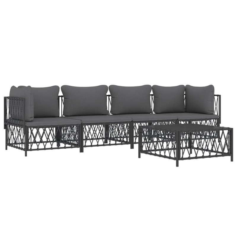 Afuera Living Contemporary 5 Piece Steel Garden Lounge Set in Anthracite