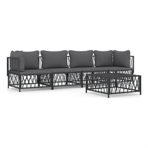 Afuera Living Contemporary 5 Piece Steel Garden Lounge Set in Anthracite