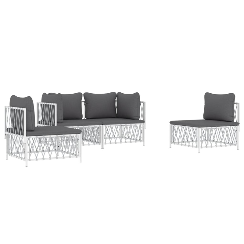 Afuera Living Contemporary Metal Powder-Coated Steel Garden Lounge Set in White