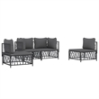 Afuera Living 4 Piece Steel Small Garden Lounge Set in Anthracite