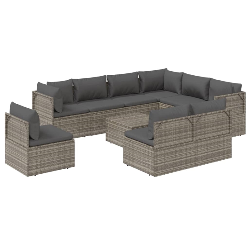Afuera Living 10 Piece Poly Rattan Garden Lounge Set in Gray