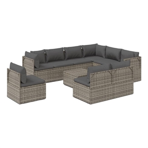 Afuera Living 10 Piece Poly Rattan Garden Lounge Set in Gray