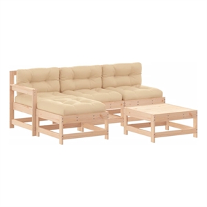 Afuera Living 5 Piece Wood Medium Garden Lounge Set in Beige