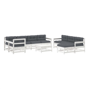 Afuera Living 10 Piece Wood Small Garden Lounge Set in White/Anthracite