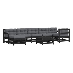 Afuera Living Contemporary 8 Piece Wood Garden Lounge Set in Black
