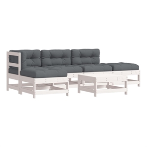 Afuera Living 6 Piece Wood Garden Lounge Set in White/Anthracite