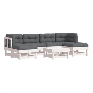 Afuera Living 7 Piece Wood Garden Lounge Set in White/Anthracite