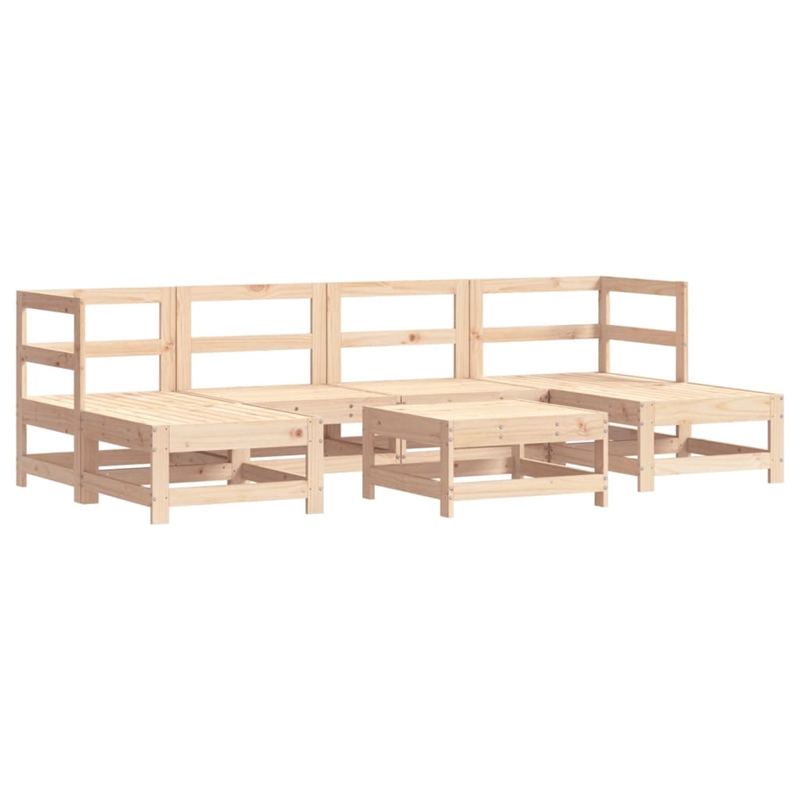 Afuera Living Contemporary 7 Piece Wood Garden Lounge Set in Beige