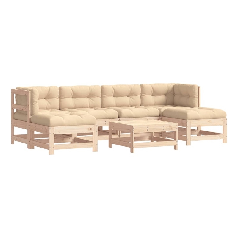 Afuera Living Contemporary 7 Piece Wood Garden Lounge Set in Beige