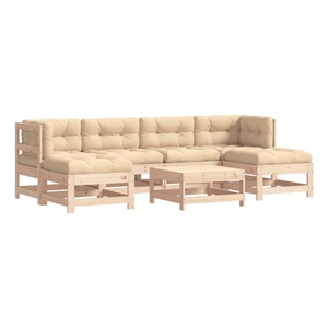 Afuera Living Contemporary 7 Piece Wood Garden Lounge Set in Beige