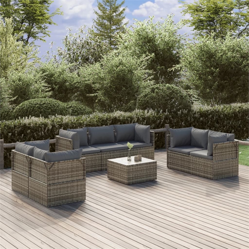 Afuera Living 8 Piece Poly Rattan Large Garden Lounge Set in Gray
