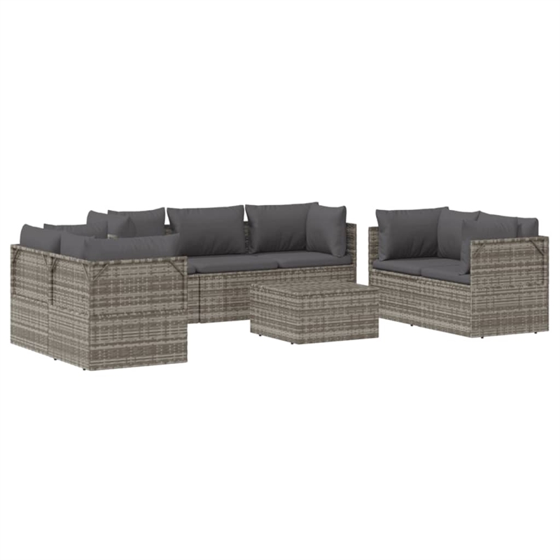 Afuera Living 8 Piece Poly Rattan Large Garden Lounge Set in Gray