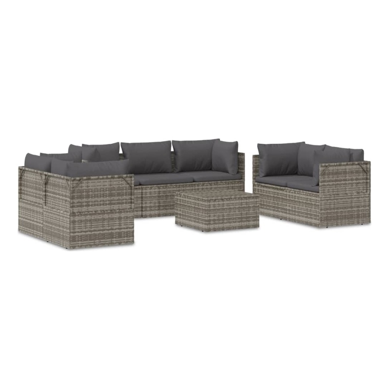 Afuera Living 8 Piece Poly Rattan Large Garden Lounge Set in Gray