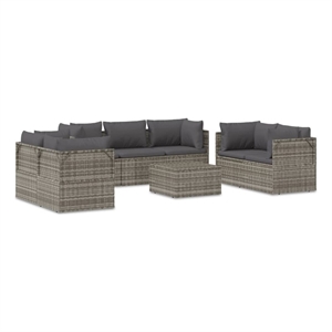 Afuera Living 8 Piece Poly Rattan Large Garden Lounge Set in Gray