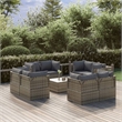 Afuera Living Contemporary 9 Piece Poly Rattan Garden Lounge Set in Gray