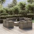 Afuera Living Contemporary 9 Piece Poly Rattan Garden Lounge Set in Gray