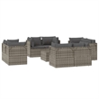 Afuera Living Contemporary 9 Piece Poly Rattan Garden Lounge Set in Gray