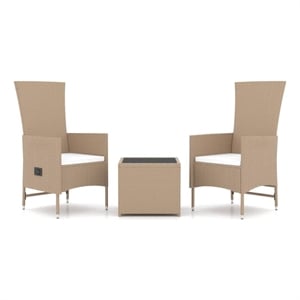 Afuera Living Contemporary 3 Piece Steel Garden Lounge Set in Beige
