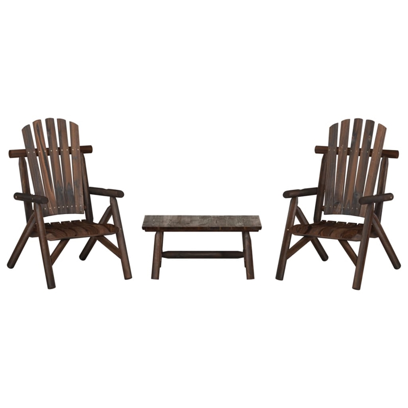 Afuera Living Contemporary Durable 3 Piece Wood Garden Lounge Set