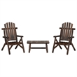 Afuera Living Contemporary Durable 3 Piece Wood Garden Lounge Set