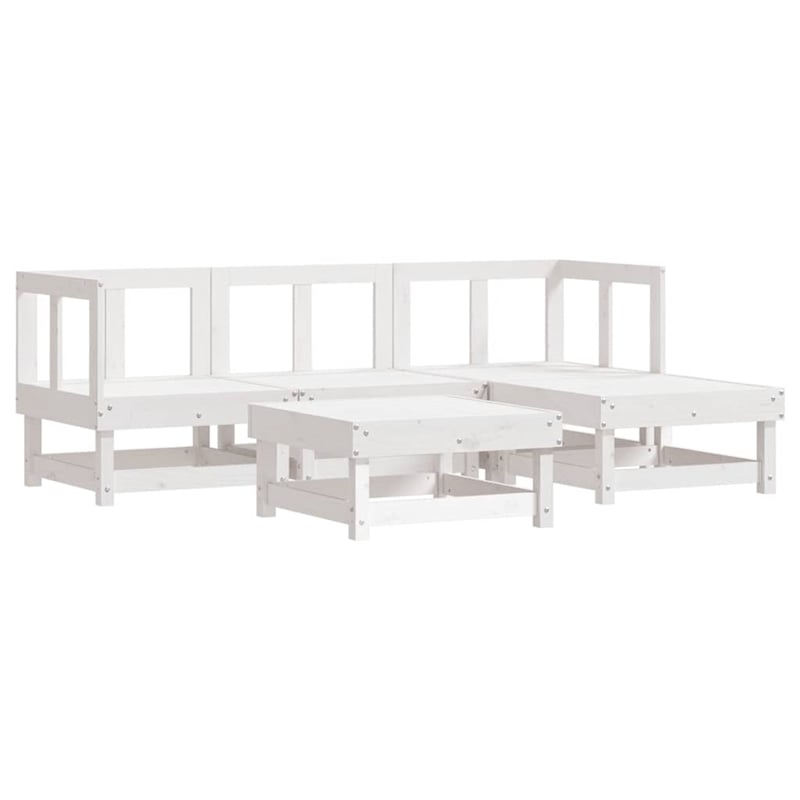 Afuera Living 5 Piece Wood Garden Lounge Set in White/Anthracite